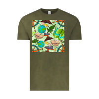 Vintage Olive geography class seamless pattern Vintage Tee - BundleAndBundleShop