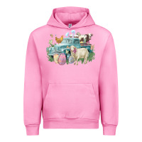 Fuchsia Pink Easter truck farm animals Easter Day Urban Hoodie - HowdyJamesFarm