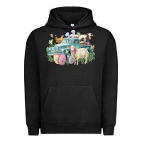 Pigment Black Easter truck farm animals Easter Day Urban Hoodie - HowdyJamesFarm