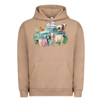 Pigment Burro Easter truck farm animals Easter Day Urban Hoodie - HowdyJamesFarm