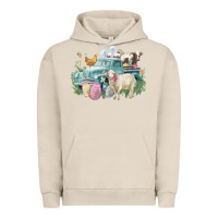Pigment French Oak Easter truck farm animals Easter Day Urban Hoodie - HowdyJamesFarm