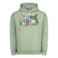 Pigment Oil Green Easter truck farm animals Easter Day Urban Hoodie - HowdyJamesFarm