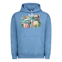 Pigment Pebble Blue Easter truck farm animals Easter Day Urban Hoodie - HowdyJamesFarm