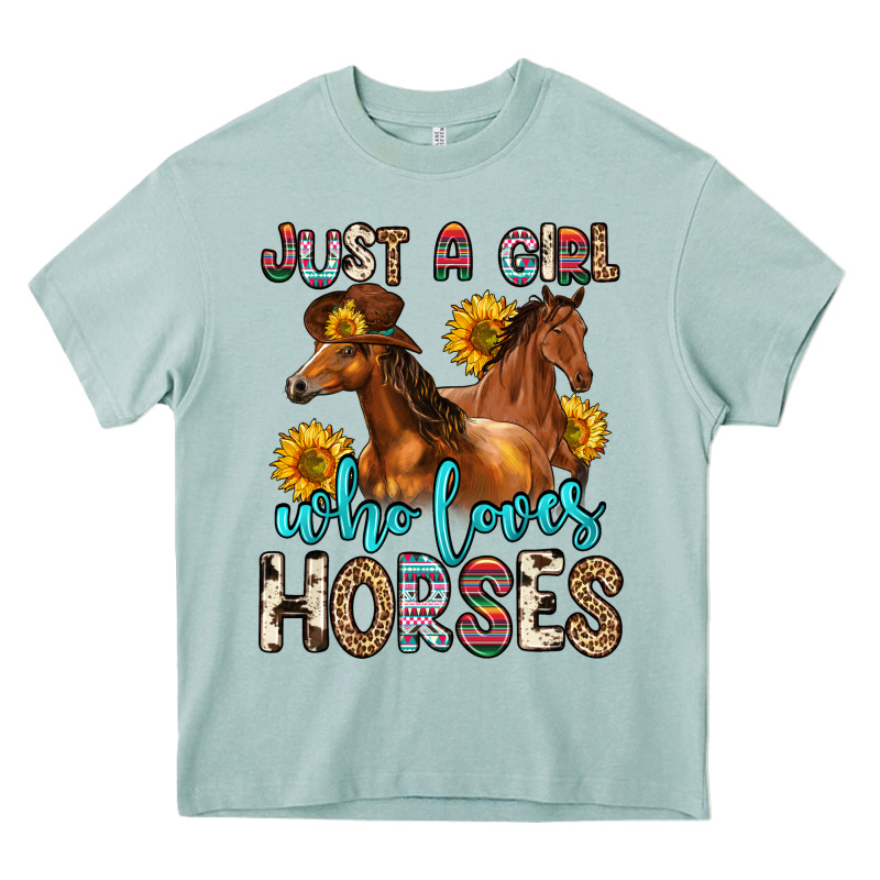 Just A Girl Who Loves Horses Heavy Core Tee by Zillion Design Studio | Teevron