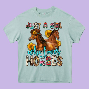 Just A Girl Who Loves Horses Heavy Core Tee Designed By Zillion Design Studio