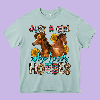 Just A Girl Who Loves Horses Heavy Core Tee Designed By Zillion Design Studio