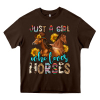 Chocolate Brown just a girl who loves horses Heavy Core Tee - Zillion Design Studio