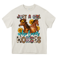 Cream just a girl who loves horses Heavy Core Tee - Zillion Design Studio