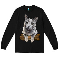 Black Russian Blue Cat Face Long Sleeve Tee - LillyAllenDesigns