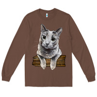 Chestnut Russian Blue Cat Face Long Sleeve Tee - LillyAllenDesigns