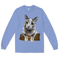 Colony Blue Russian Blue Cat Face Long Sleeve Tee - LillyAllenDesigns