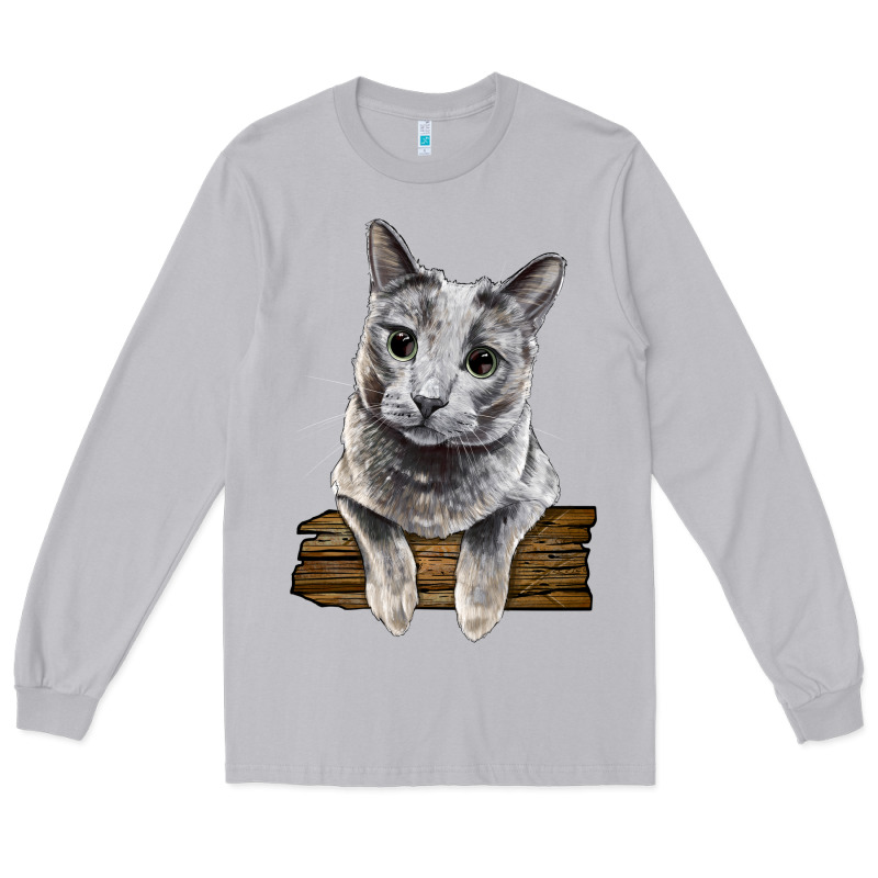 Russian Blue Cat Face Long Sleeve Tee by LillyAllenDesigns | Teevron