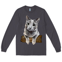 Smoke Russian Blue Cat Face Long Sleeve Tee - LillyAllenDesigns