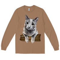 Toasted Coconut Russian Blue Cat Face Long Sleeve Tee - LillyAllenDesigns
