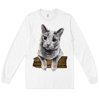 White Russian Blue Cat Face Long Sleeve Tee - LillyAllenDesigns