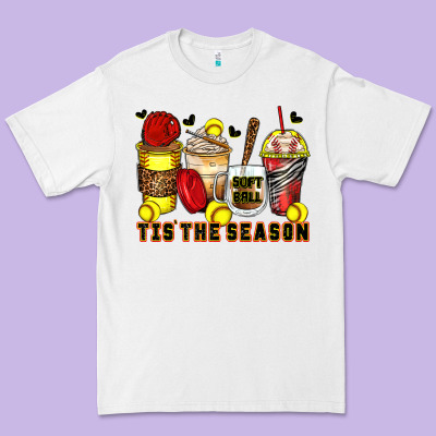 Tis' The Season Softball Coffee Cups Premium Tee Designed By Zillion Design Studio
