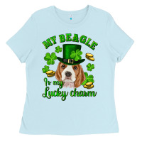 Baby Blue st.patrick's day my beagle is my lucky charm Ladies Tee - RanaPortraitStore