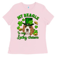Bubblegum Pink st.patrick's day my beagle is my lucky charm Ladies Tee - RanaPortraitStore