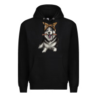 Black alaskan husky with bandeau Premium Hoodie - texasbilliewilder