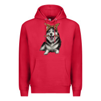 Cardinal alaskan husky with bandeau Premium Hoodie - texasbilliewilder