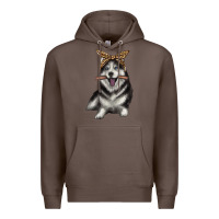 Coffee alaskan husky with bandeau Premium Hoodie - texasbilliewilder