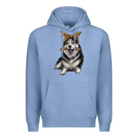 Colony Blue alaskan husky with bandeau Premium Hoodie - texasbilliewilder