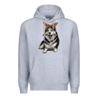 Heather Grey alaskan husky with bandeau Premium Hoodie - texasbilliewilder