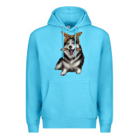 Ocean Blue alaskan husky with bandeau Premium Hoodie - texasbilliewilder
