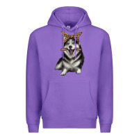 Purple alaskan husky with bandeau Premium Hoodie - texasbilliewilder