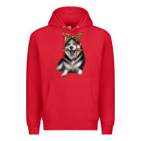 Red alaskan husky with bandeau Premium Hoodie - texasbilliewilder