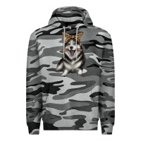 Slate Camo alaskan husky with bandeau Premium Hoodie - texasbilliewilder