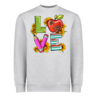 Heather Grey love with pen and  serape leopard Heavyweight Sweatshirt - Artiststas
