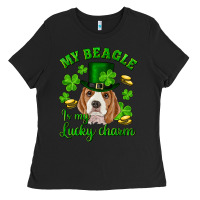 Black st.patrick's day my beagle is my lucky charm Ladies Tee - RanaPortraitStore