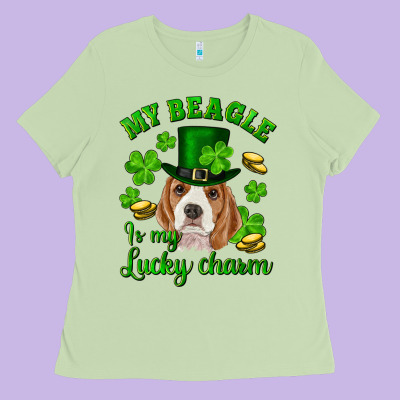 Ladies Tee st.patrick's day my beagle is my lucky charm