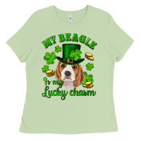 Matcha st.patrick's day my beagle is my lucky charm Ladies Tee - RanaPortraitStore