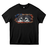 Black wolf eyes american flag Heavy Core Tee - RanaPortraitStore