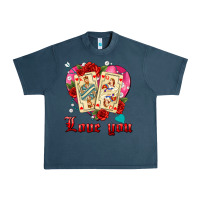 Midnight Navy love you playing cards roses and pearls Urban Heavy Tee - AdoDesignShop