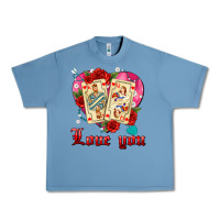 Pebble Blue love you playing cards roses and pearls Urban Heavy Tee - AdoDesignShop