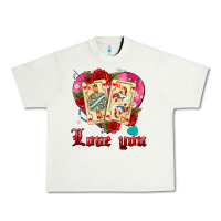 Pistachio love you playing cards roses and pearls Urban Heavy Tee - AdoDesignShop