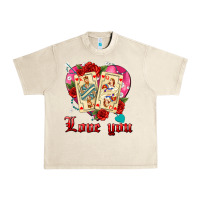 Sandshell love you playing cards roses and pearls Urban Heavy Tee - AdoDesignShop