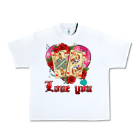 White love you playing cards roses and pearls Urban Heavy Tee - AdoDesignShop
