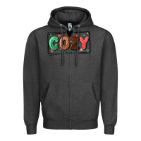 Charcoal Heather cozy season Zipper Hoodie - MaliasSmallBusiness