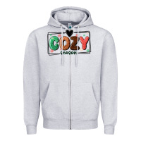 Heather Grey cozy season Zipper Hoodie - MaliasSmallBusiness