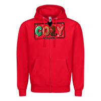 Red cozy season Zipper Hoodie - MaliasSmallBusiness