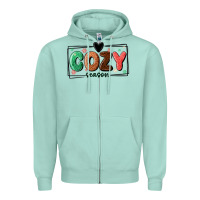 Seafoam cozy season Zipper Hoodie - MaliasSmallBusiness