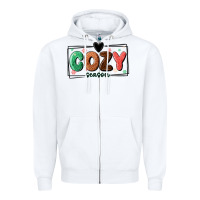 White cozy season Zipper Hoodie - MaliasSmallBusiness