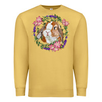 Antique Gold Bunny Face With Floral Wreath Premium Sweatshirt - RanaPortraitStore