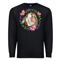 Bunny Face With Floral Wreath Premium Sweatshirt | Teevron