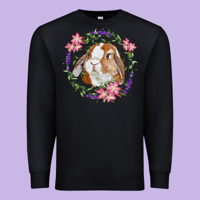 Bunny Face With Floral Wreath Premium Sweatshirt Designed By Ranaportraitstore