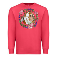 Cardinal Bunny Face With Floral Wreath Premium Sweatshirt - RanaPortraitStore